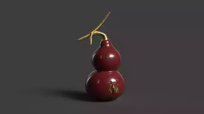 Chinese red gourd  Low-poly 3D model
