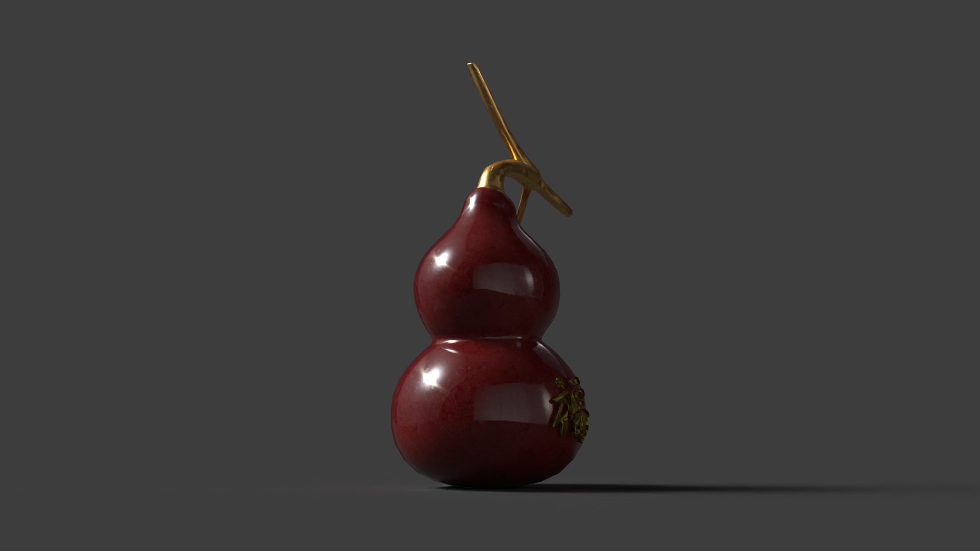 Chinese red gourd Low-poly 3D model_3