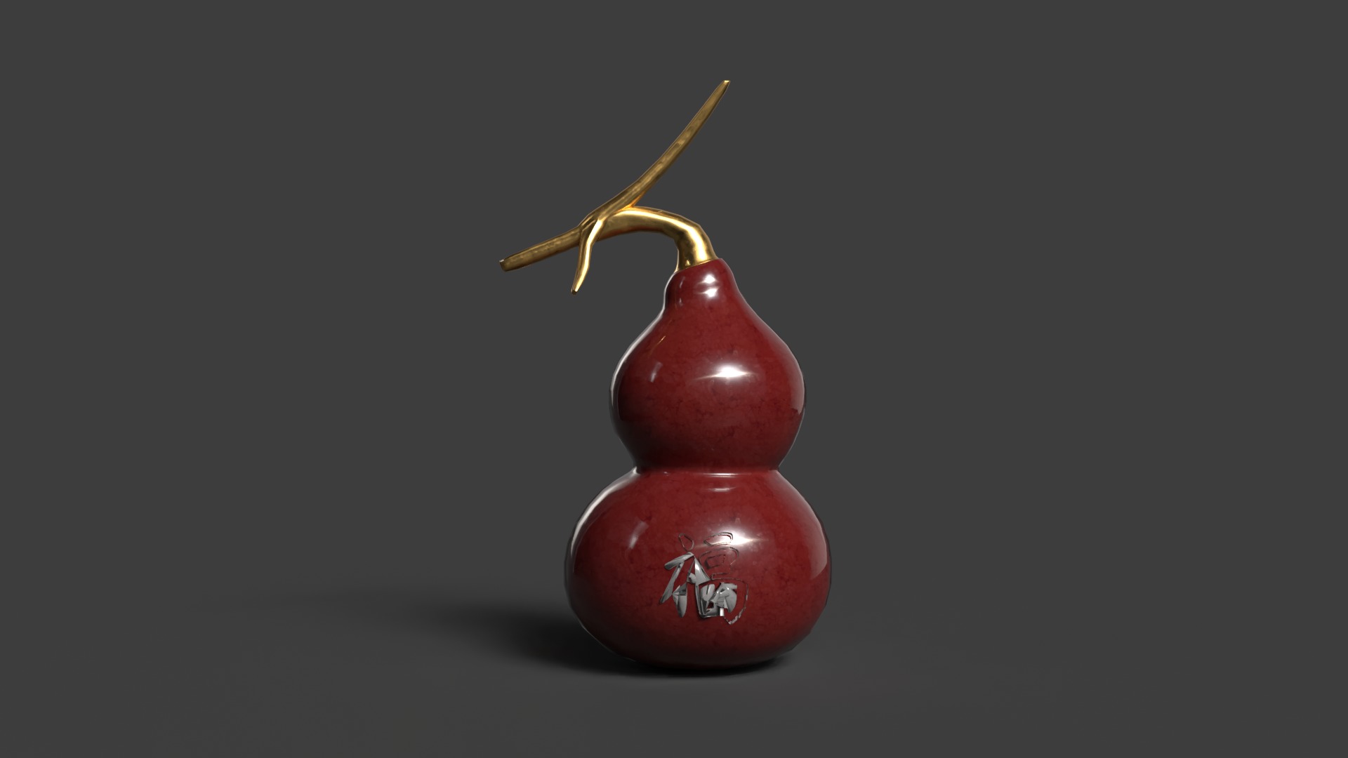 Chinese red gourd Low-poly 3D model_4