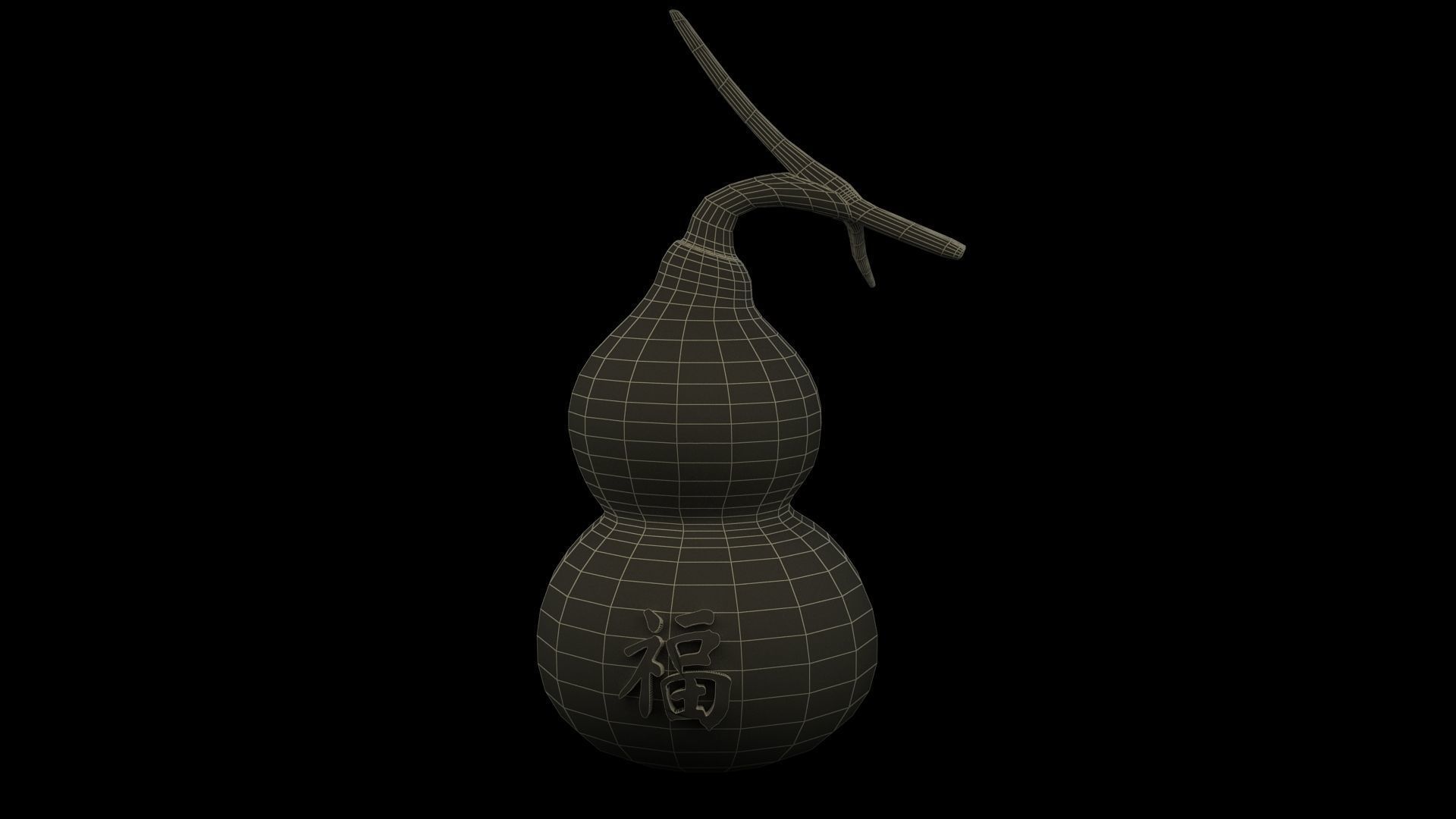 Chinese red gourd Low-poly 3D model_7