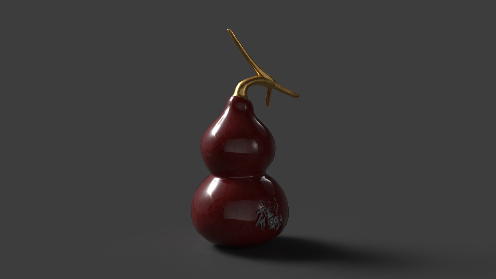 Chinese red gourd Low-poly 3D model_5