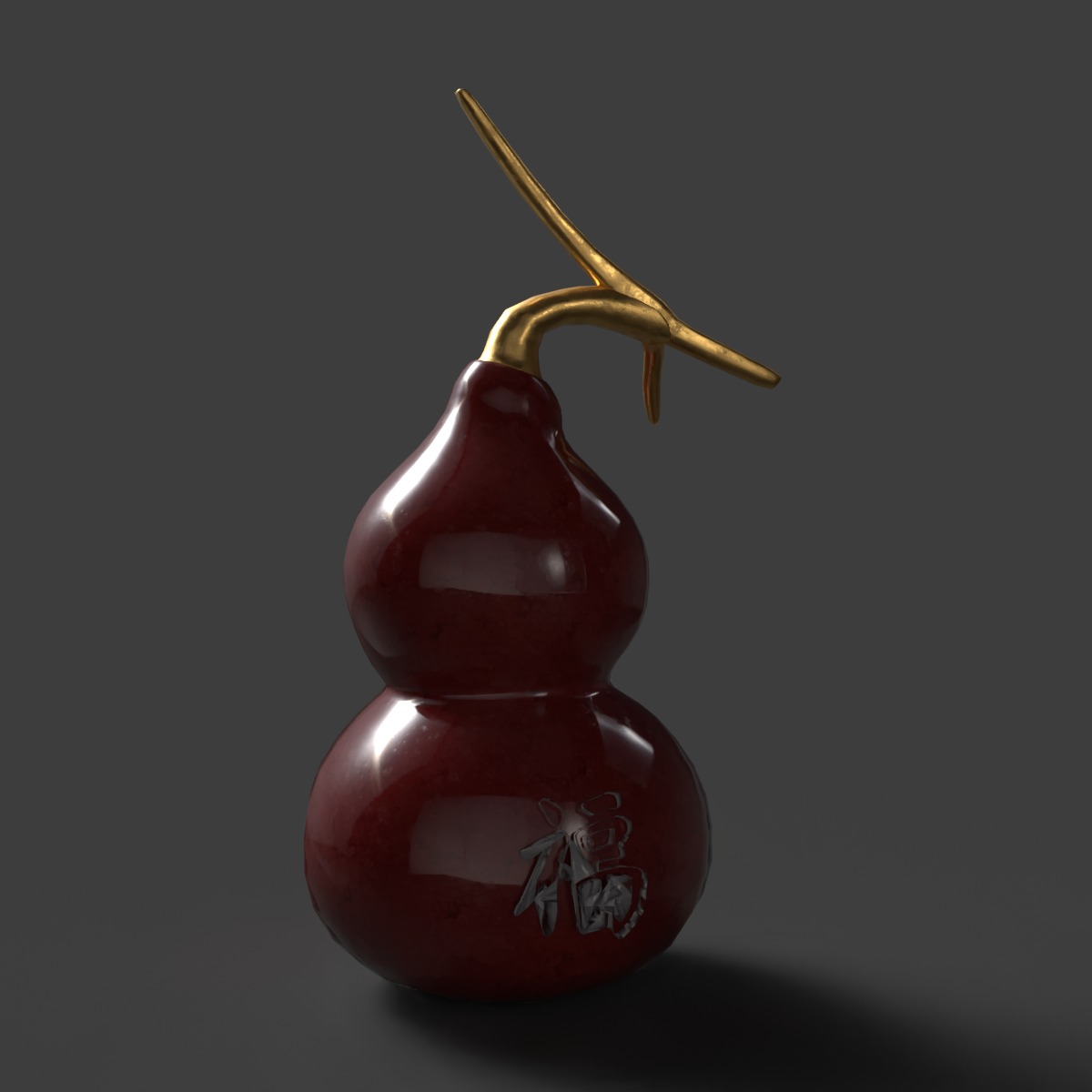 Chinese red gourd Low-poly 3D model_6
