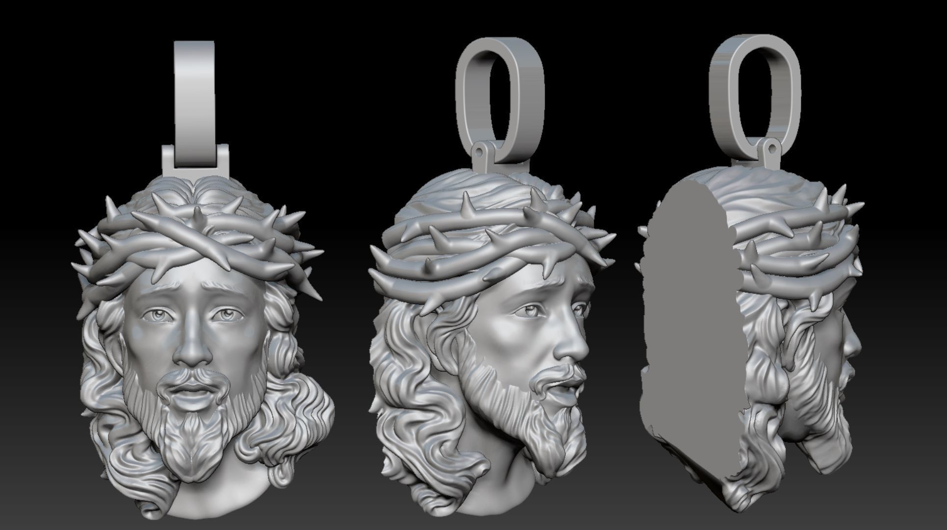 Jesus pendant 3DM STL OBJ model for 3D printing and CNC 3D print model_6