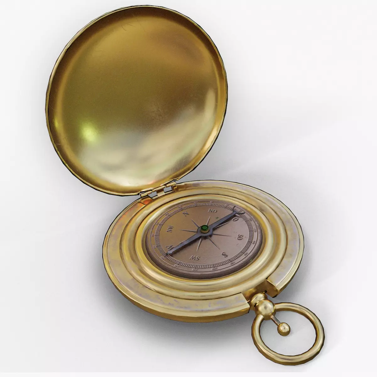 Golden Compass Low-poly 3D model_0