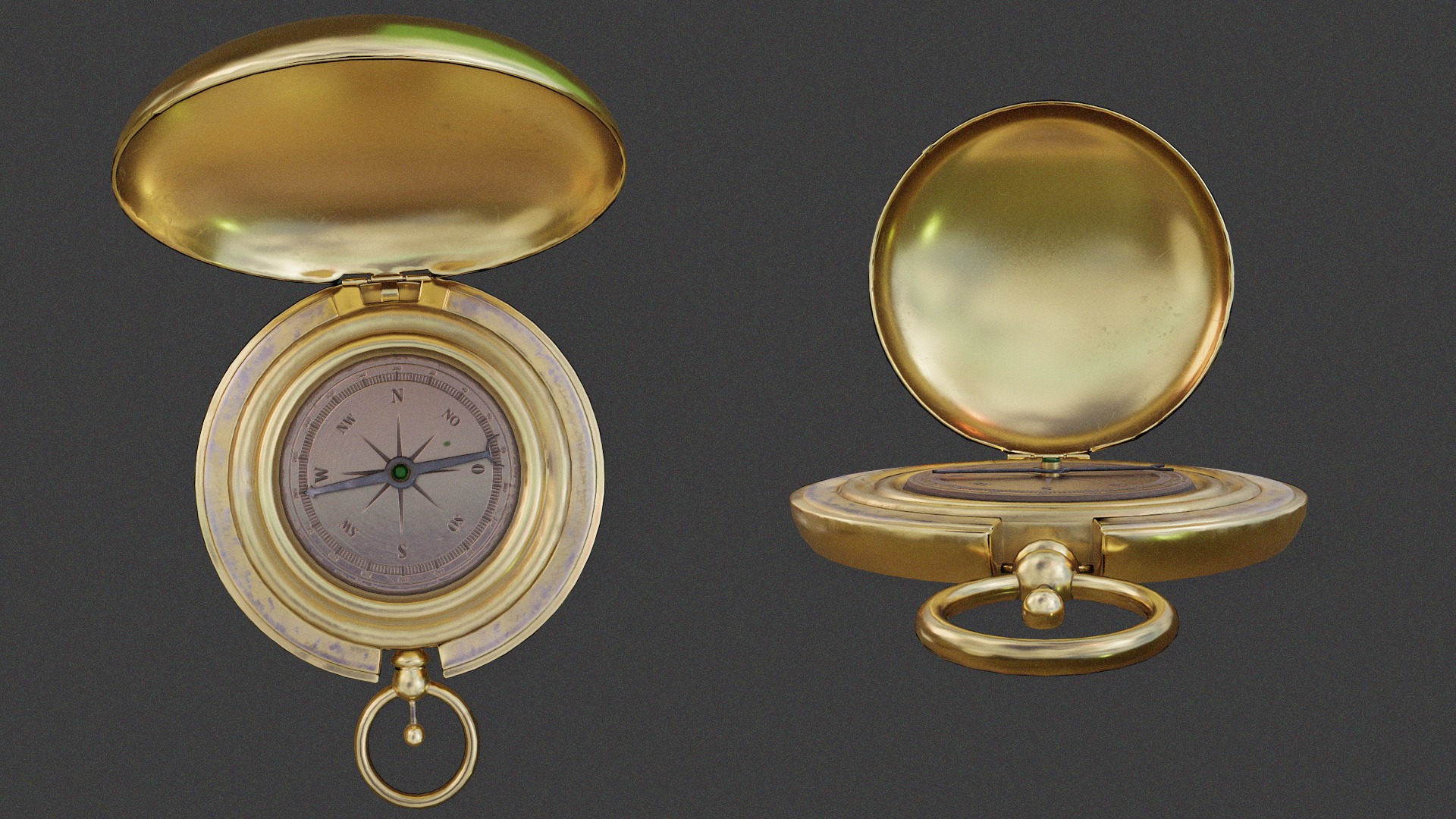 Golden Compass Low-poly 3D model_5