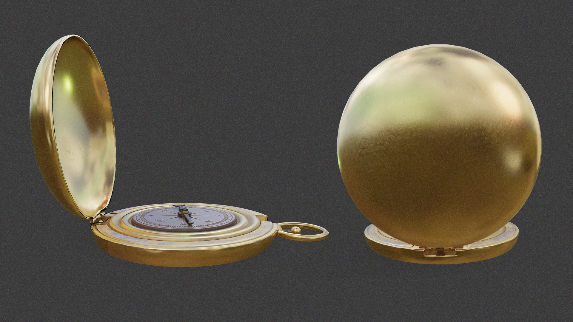 Golden Compass Low-poly 3D model_6