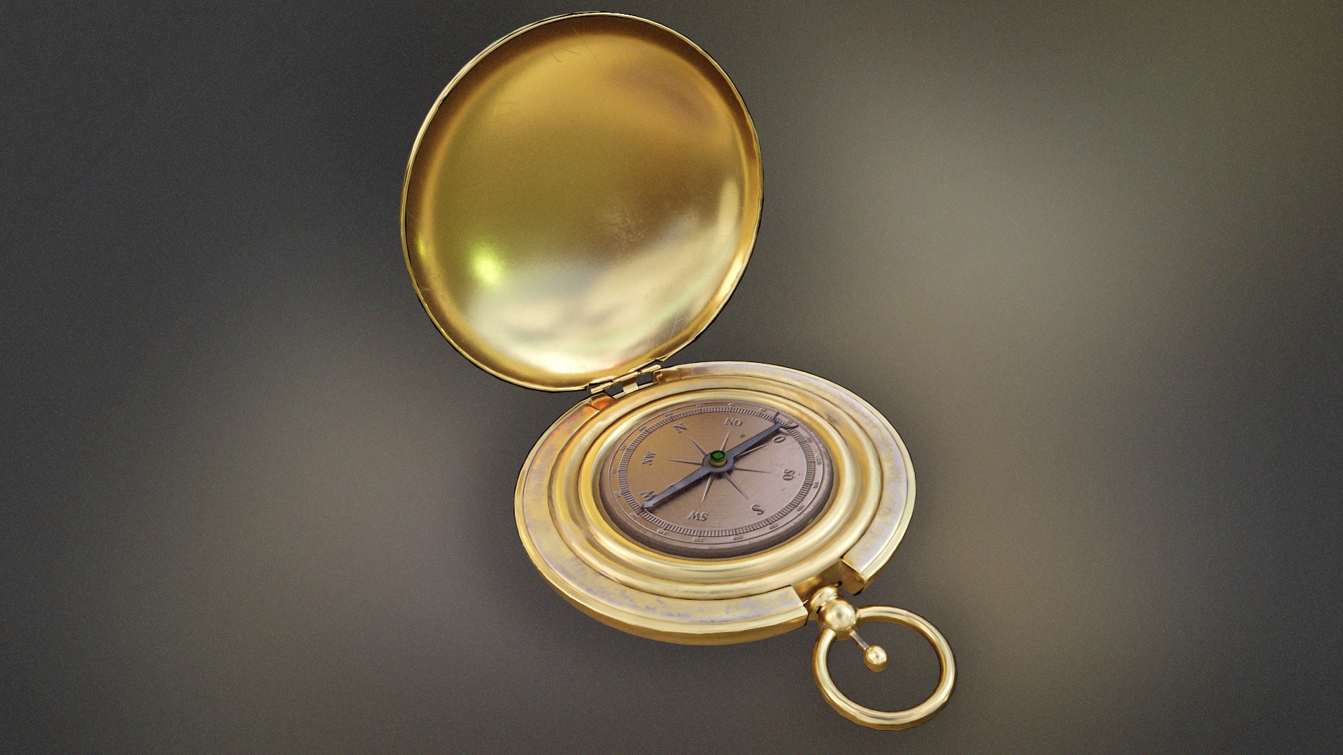 Golden Compass Low-poly 3D model_2