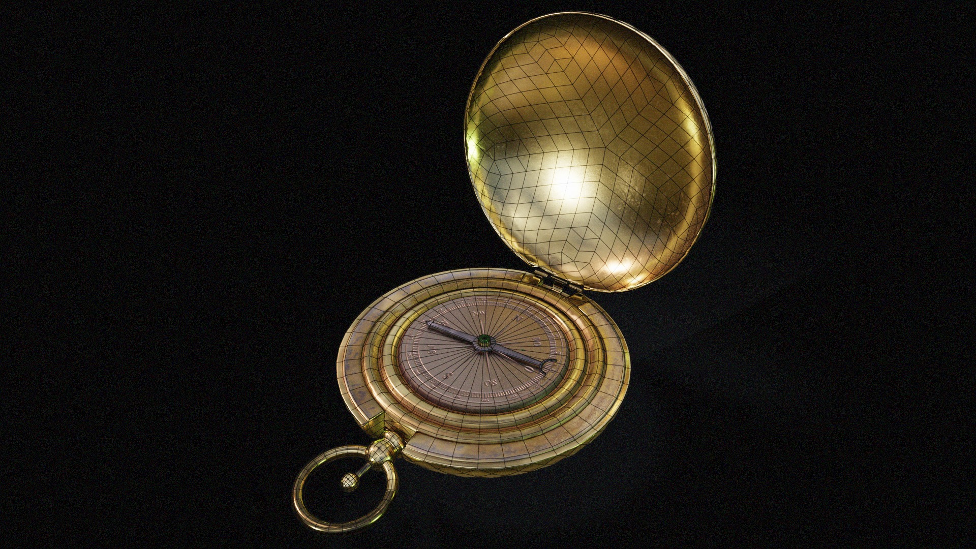 Golden Compass Low-poly 3D model_7