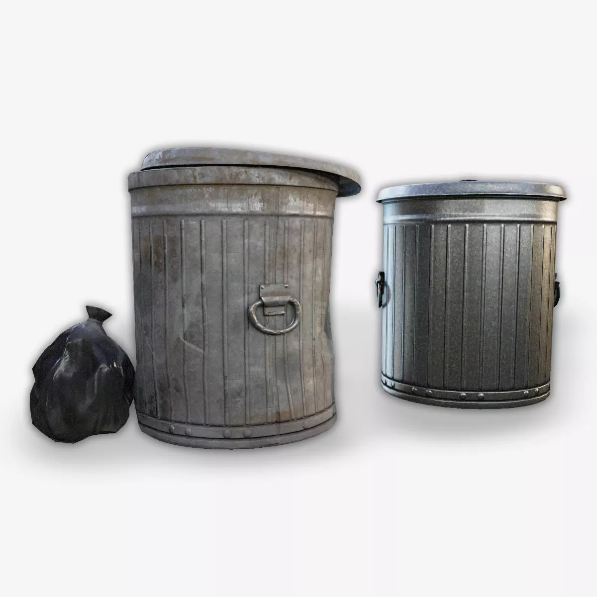 Trash Can Collection Low-poly 3D model_0