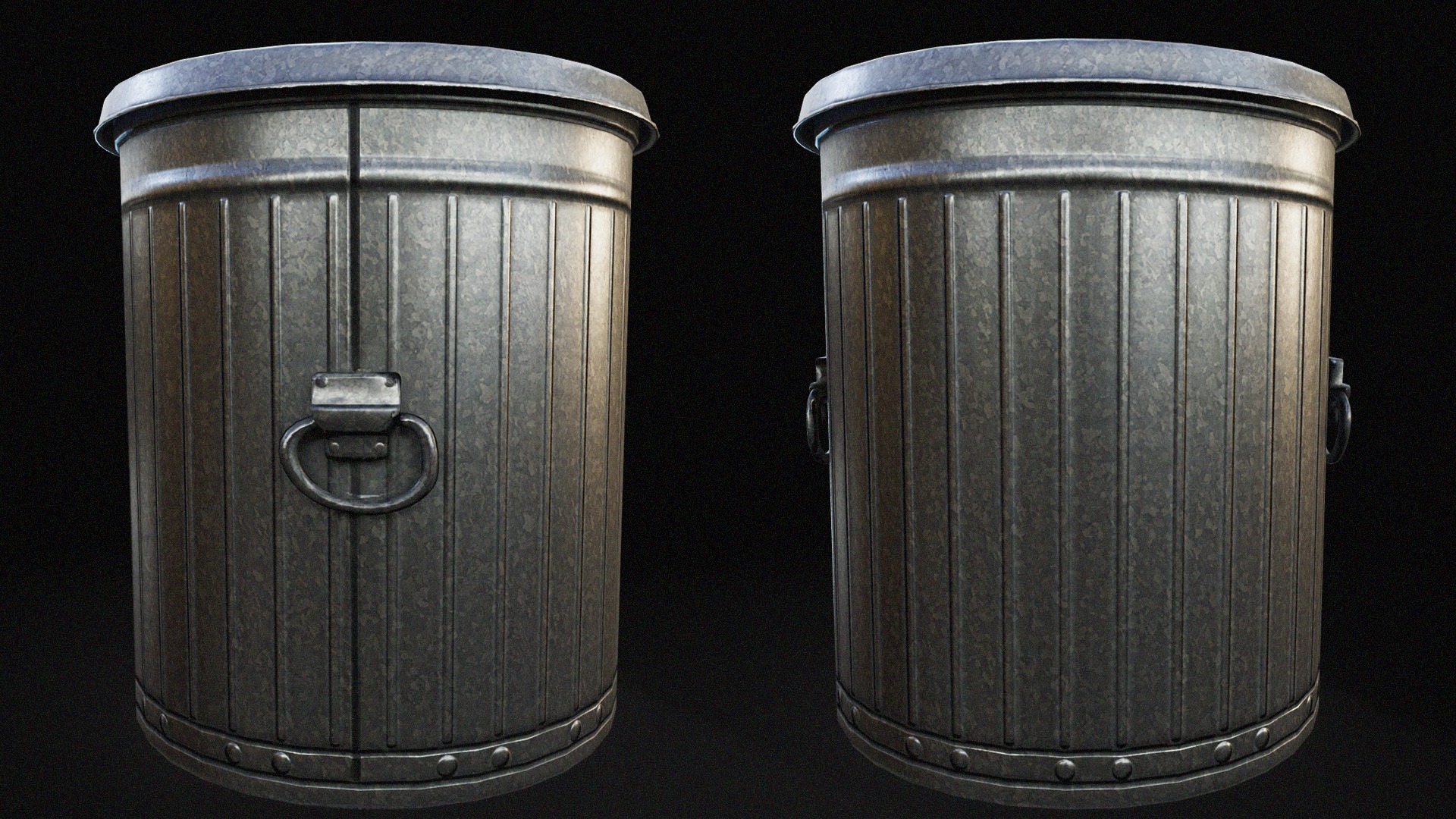 Trash Can Collection Low-poly 3D model_4