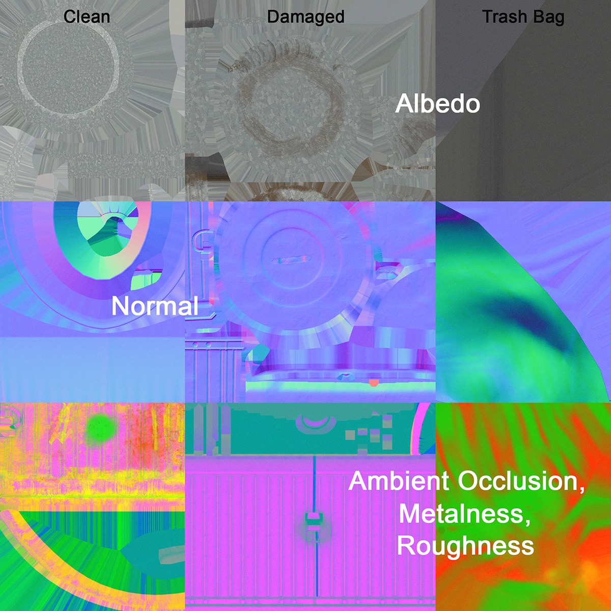 Trash Can Collection Low-poly 3D model_8