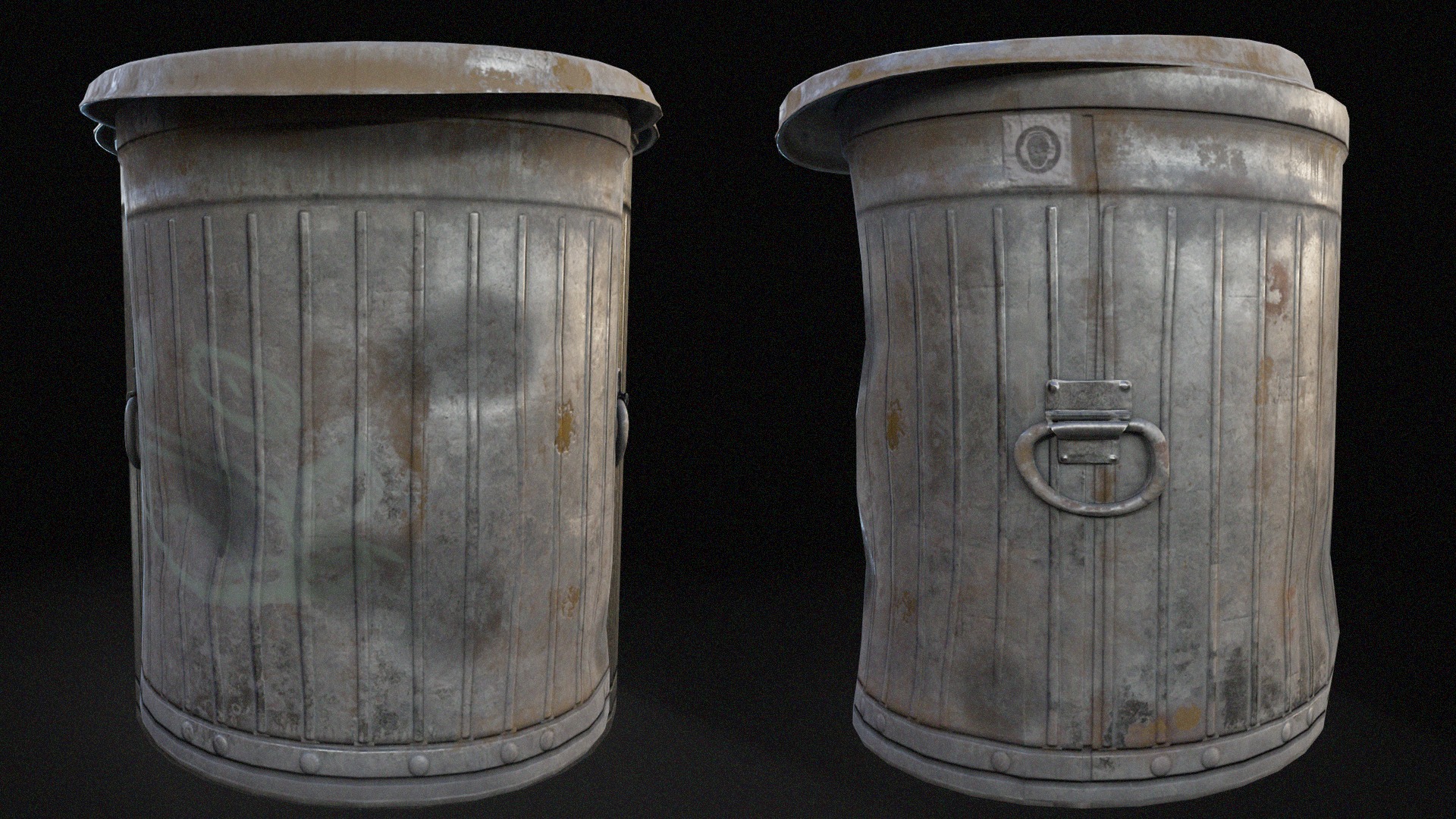 Trash Can Collection Low-poly 3D model_6