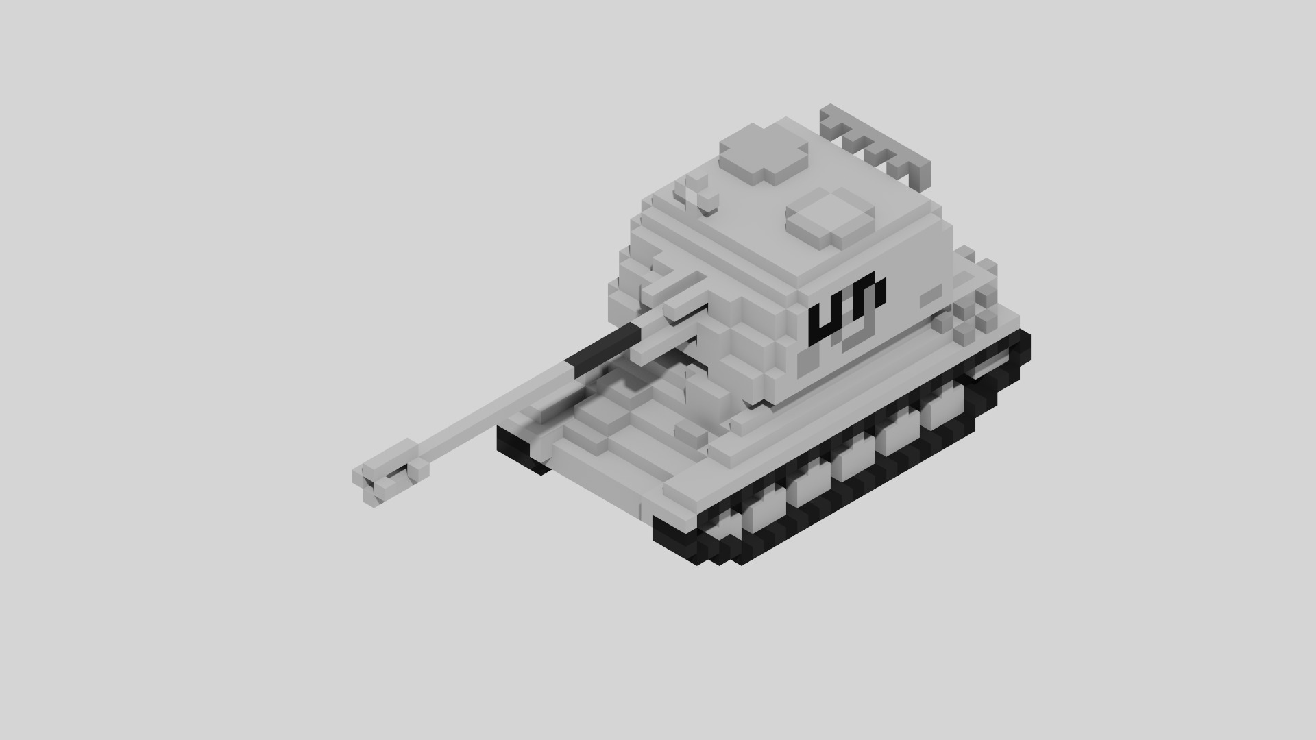 AMX AuF1 Tank Voxel UN Version Low-poly 3D model_1