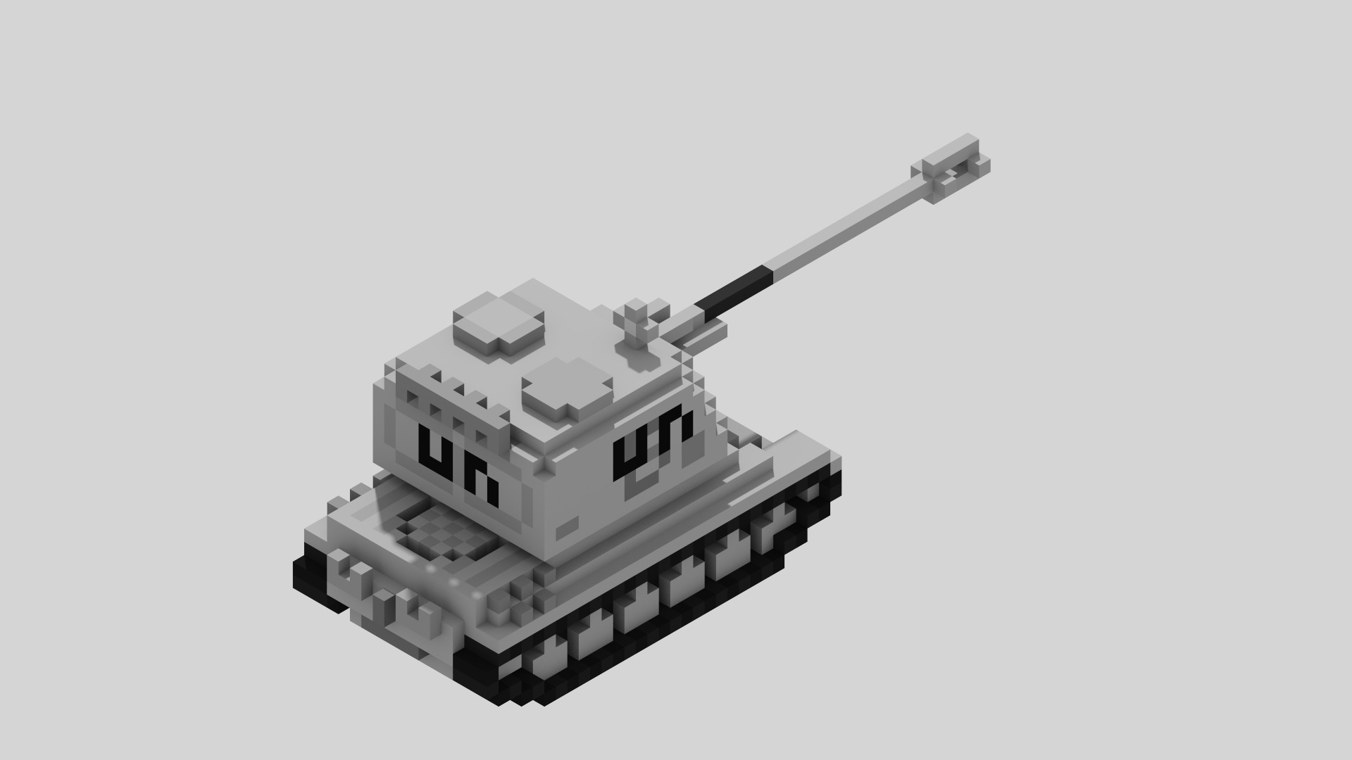 AMX AuF1 Tank Voxel UN Version Low-poly 3D model_3