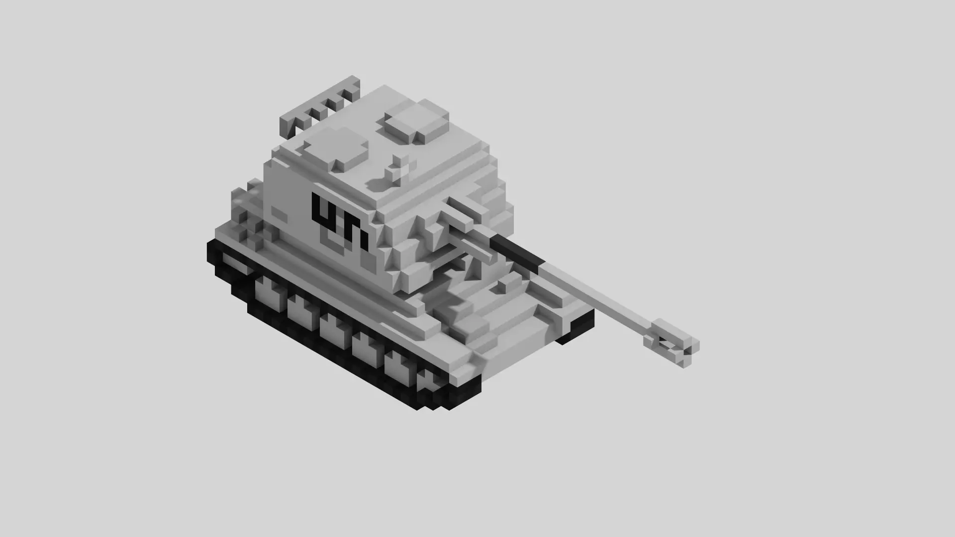 AMX AuF1 Tank Voxel UN Version Low-poly 3D model_0