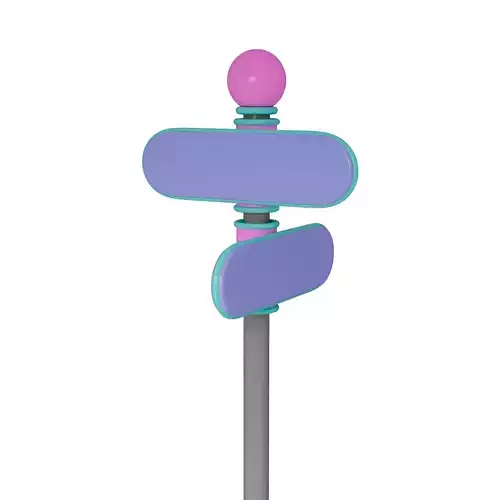 Futuristic stylized street sign and post