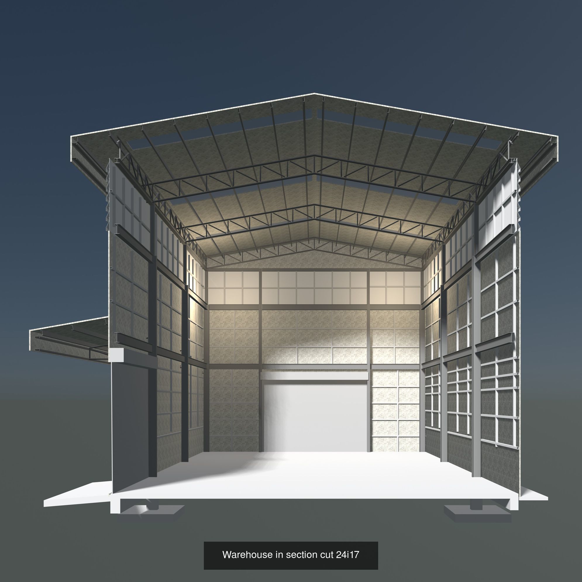 Industrial buildings in section cut set 01 3D Model Collection_5