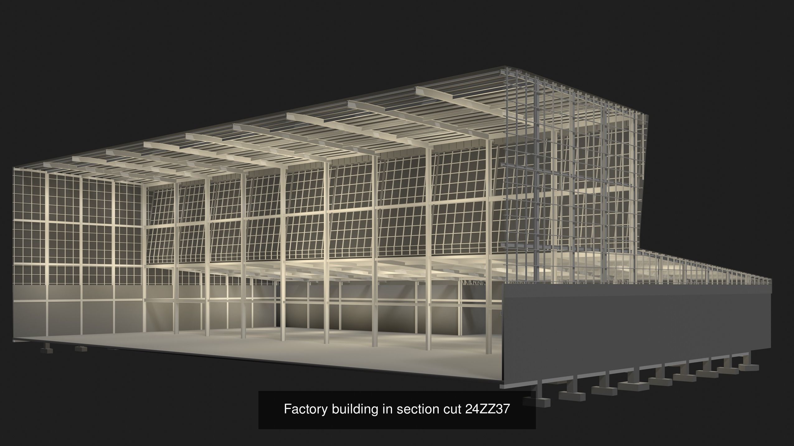 Industrial buildings in section cut set 01 3D Model Collection_8