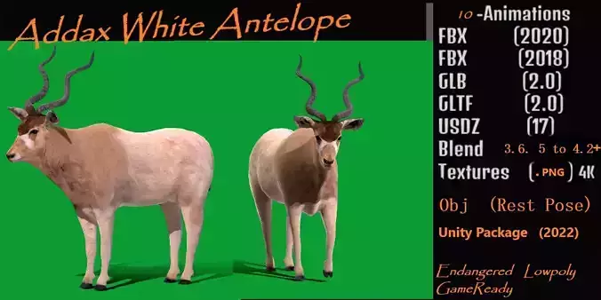Addax White Antelope Low-poly 3D model