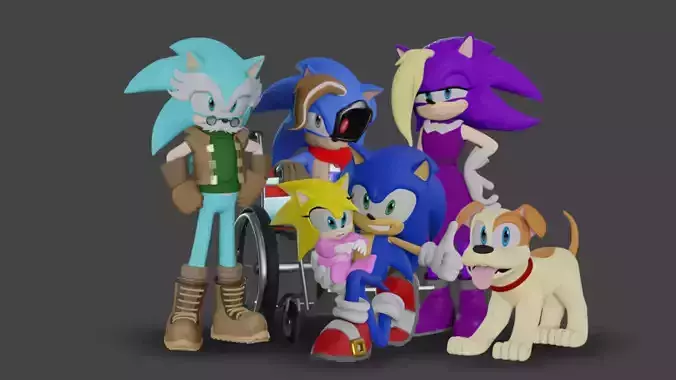 Hedgehog Family Archie Models Low-poly 3D model