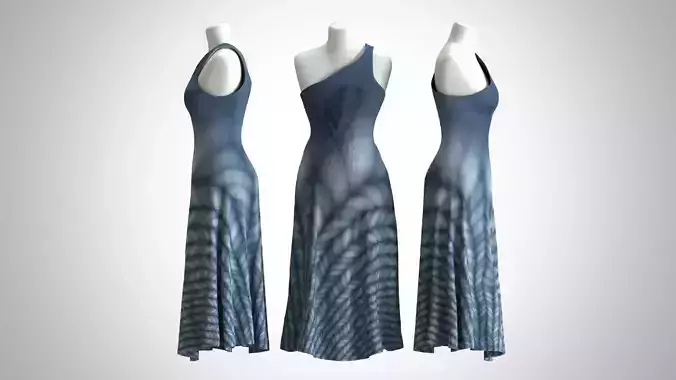 Woman Dress 2 Blue Braided Hair