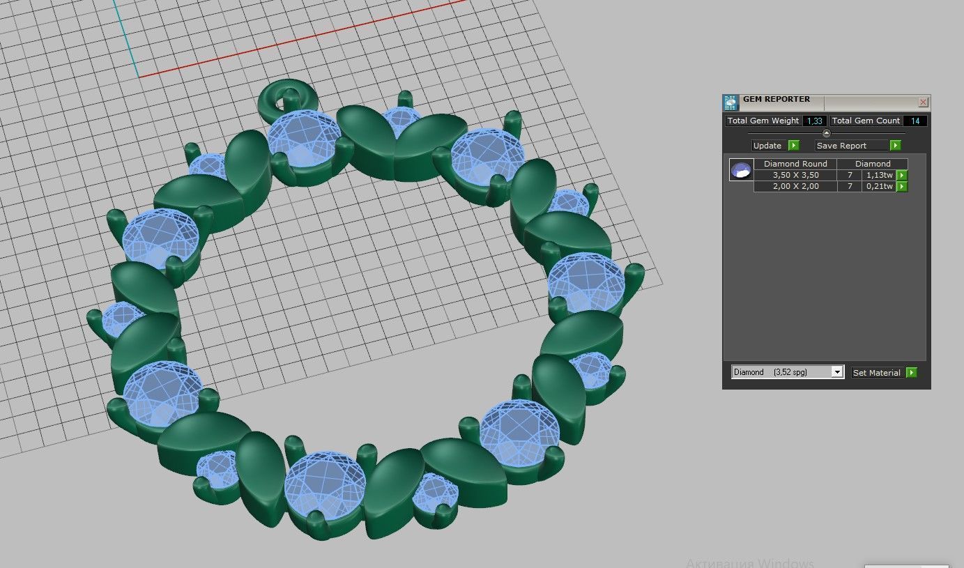 Pendant  circle with diamonds 3D print model_4