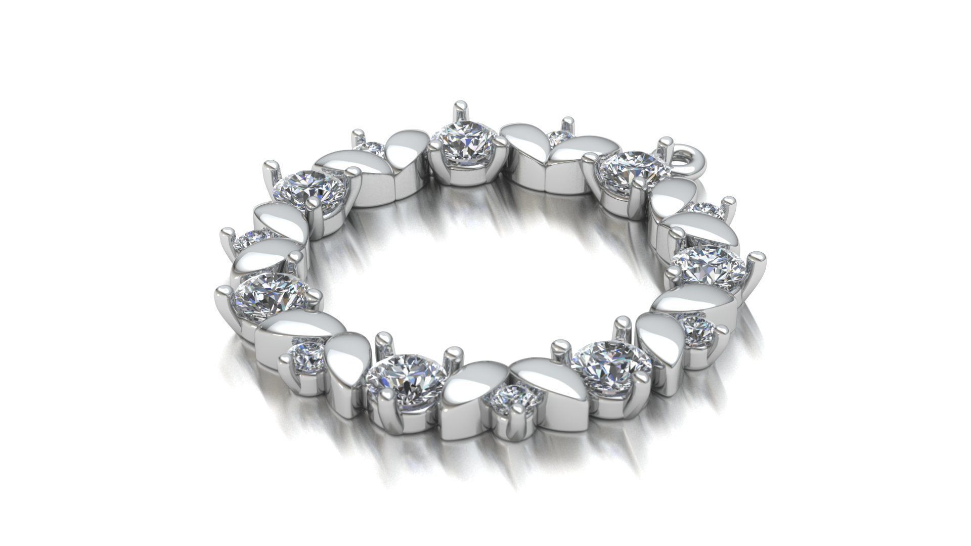 Pendant  circle with diamonds 3D print model_2