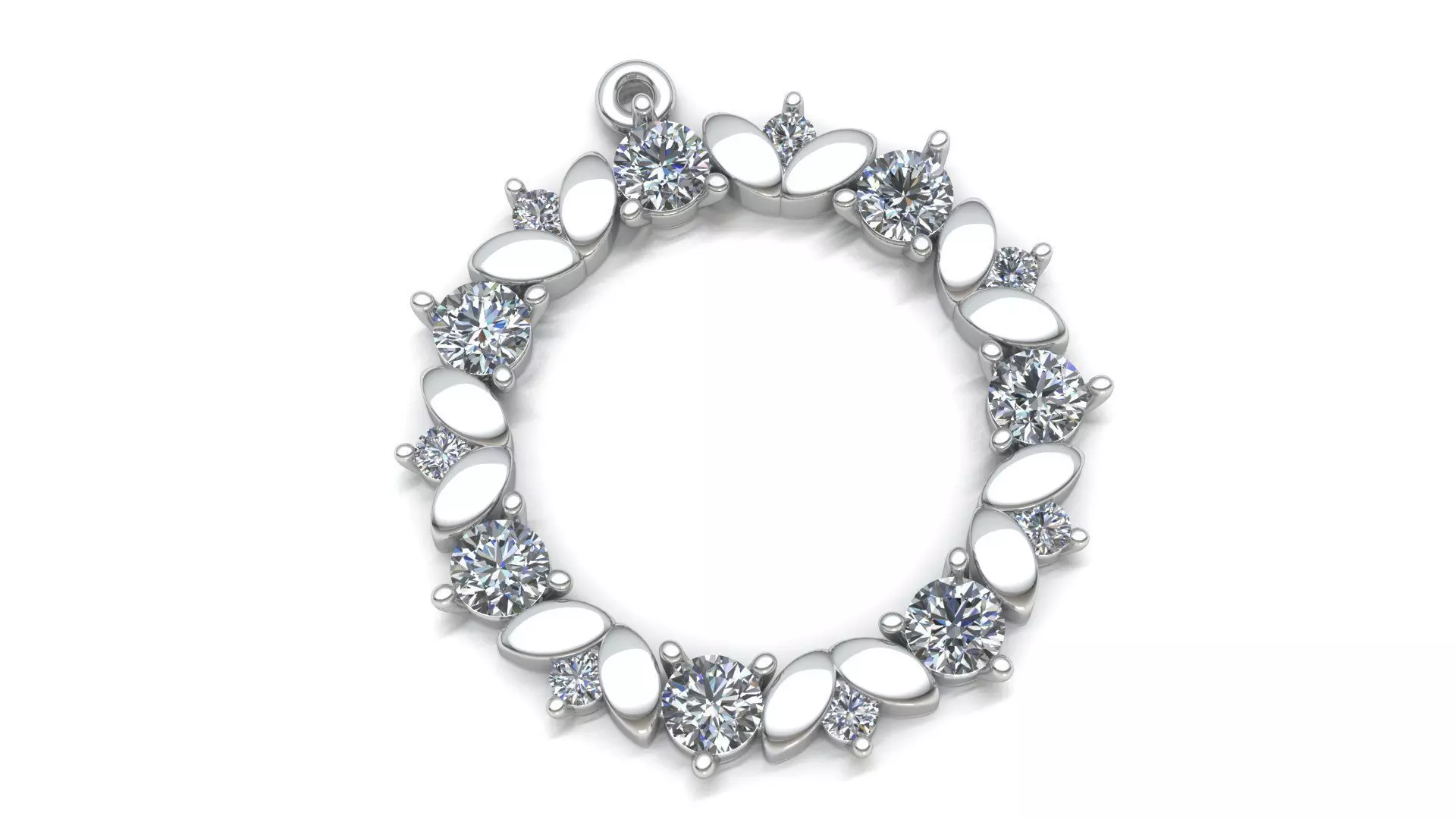 Pendant  circle with diamonds 3D print model_0