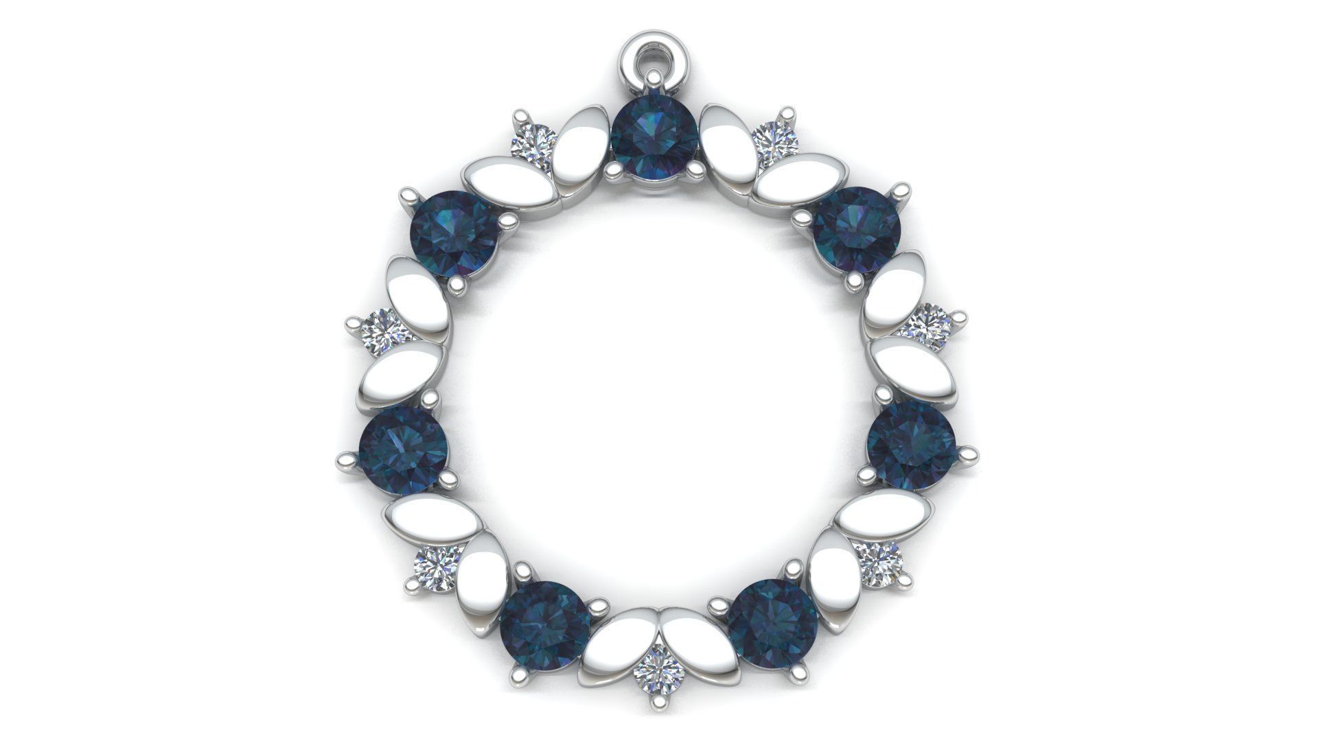 Pendant  circle with diamonds 3D print model_1