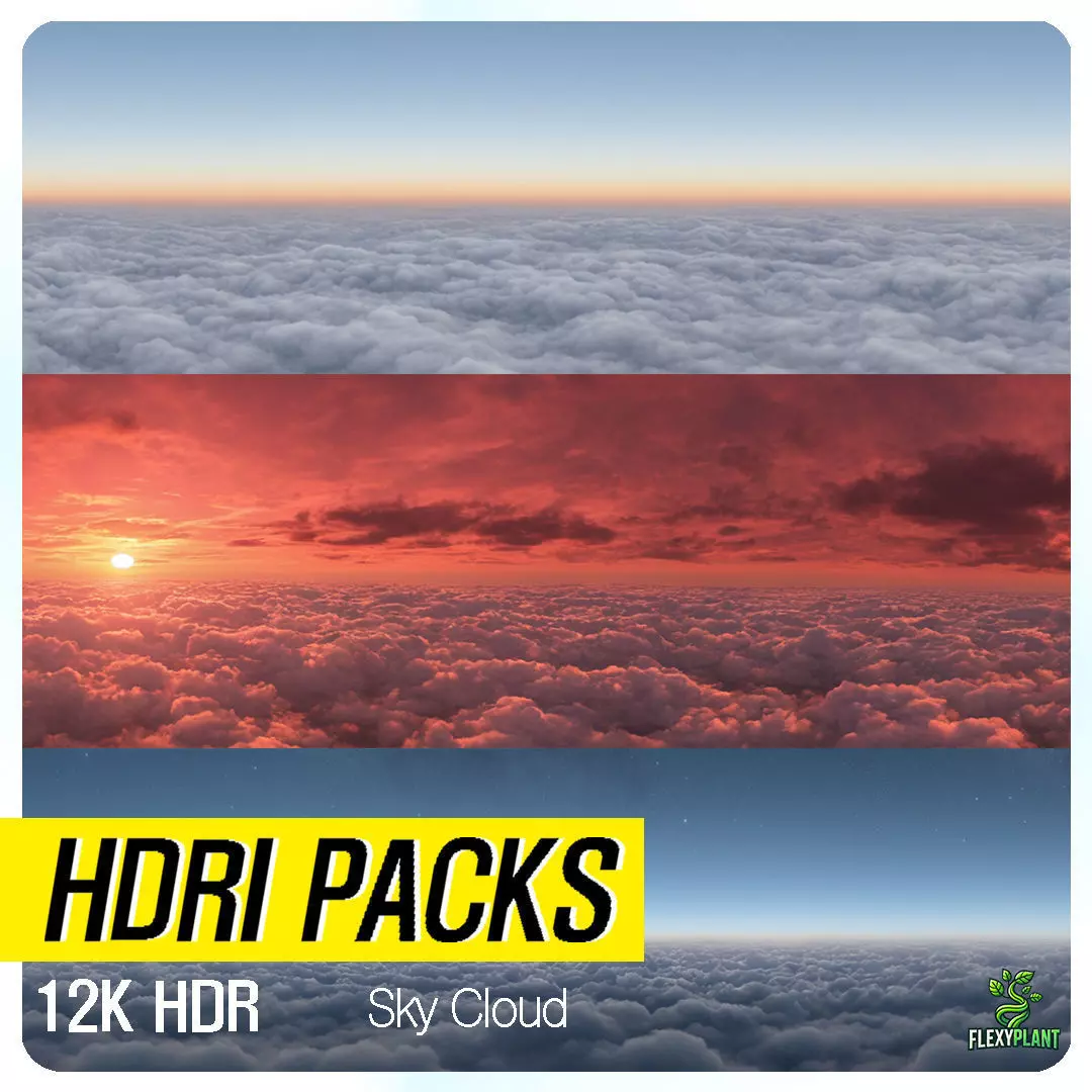 Realistic HDRI 18pcs 12k Sky Cloud Low-poly 3D model_0