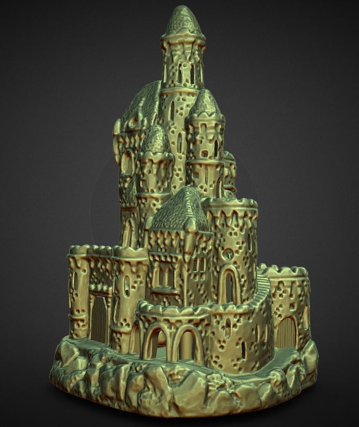christmas village lighted castle with led wrap around pole 3D print model_2