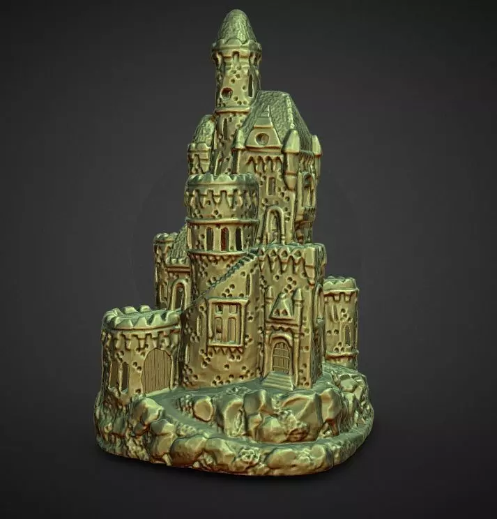 christmas village lighted castle with led wrap around pole 3D print model_0