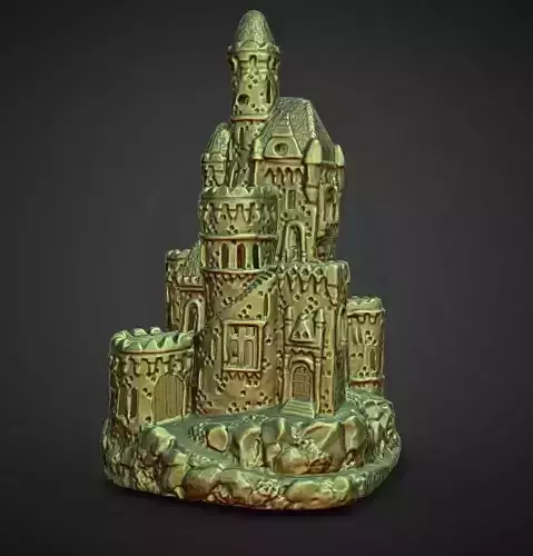 christmas village lighted castle with led wrap around pole 3D print model
