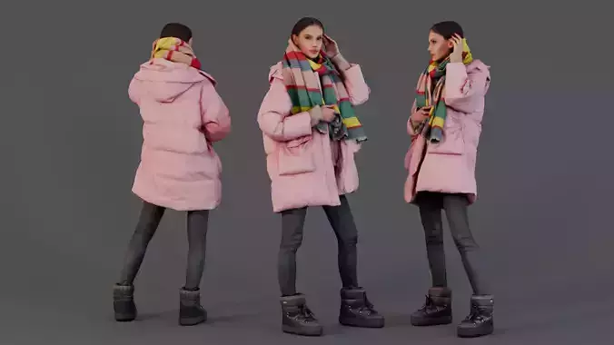 Winter Comfort - Girl in Pink Down Jacket