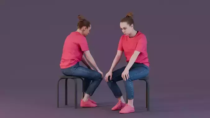 Contemplative Young Woman in Pink T-Shirt