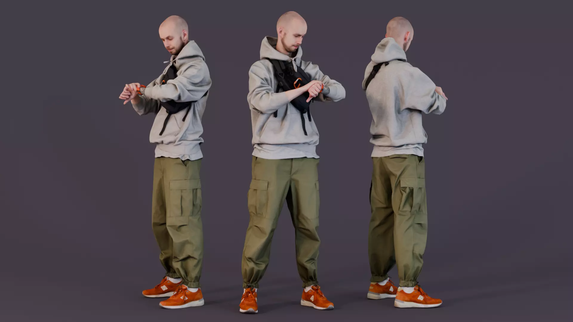 Time Keeper - Urban Man Adjusting Watch 3D model_0