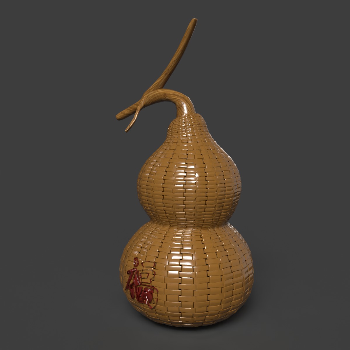 Chinese weaver gourd Low-poly 3D model_6