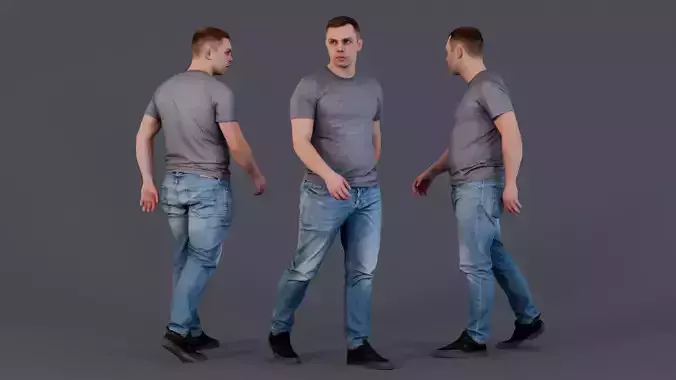 Casual Walker - Man in Grey T-Shirt