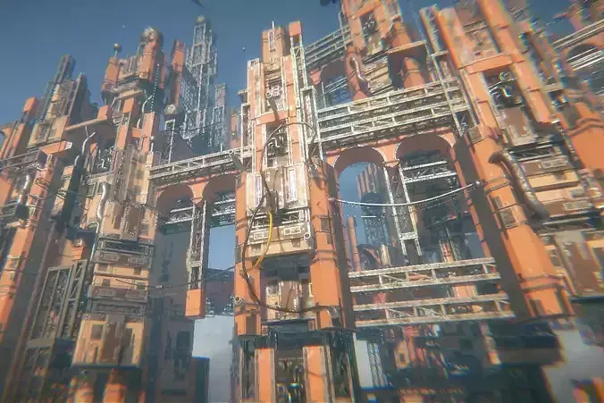 cyberpunk - Tall City Low-poly 3D model