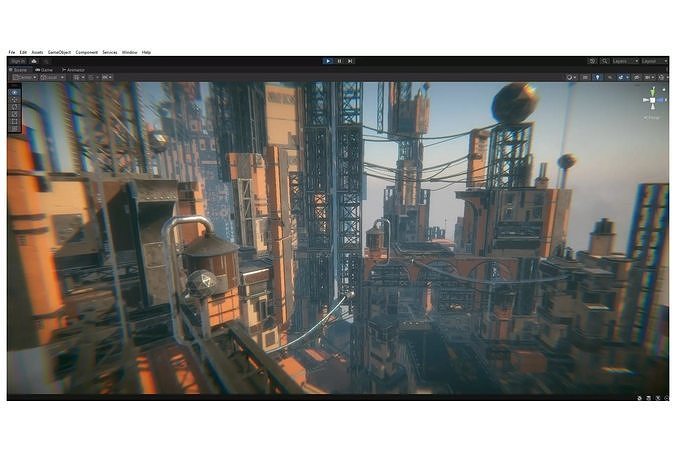 cyberpunk - Tall City Low-poly 3D model 7