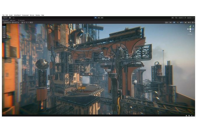 cyberpunk - Tall City Low-poly 3D model 5