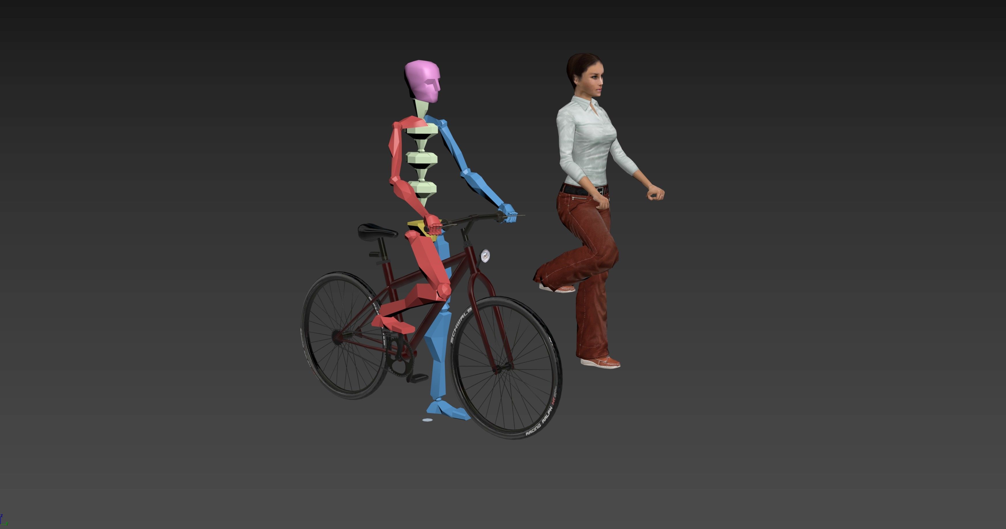 Female Cyclist - Animated Low-poly 3D model_3