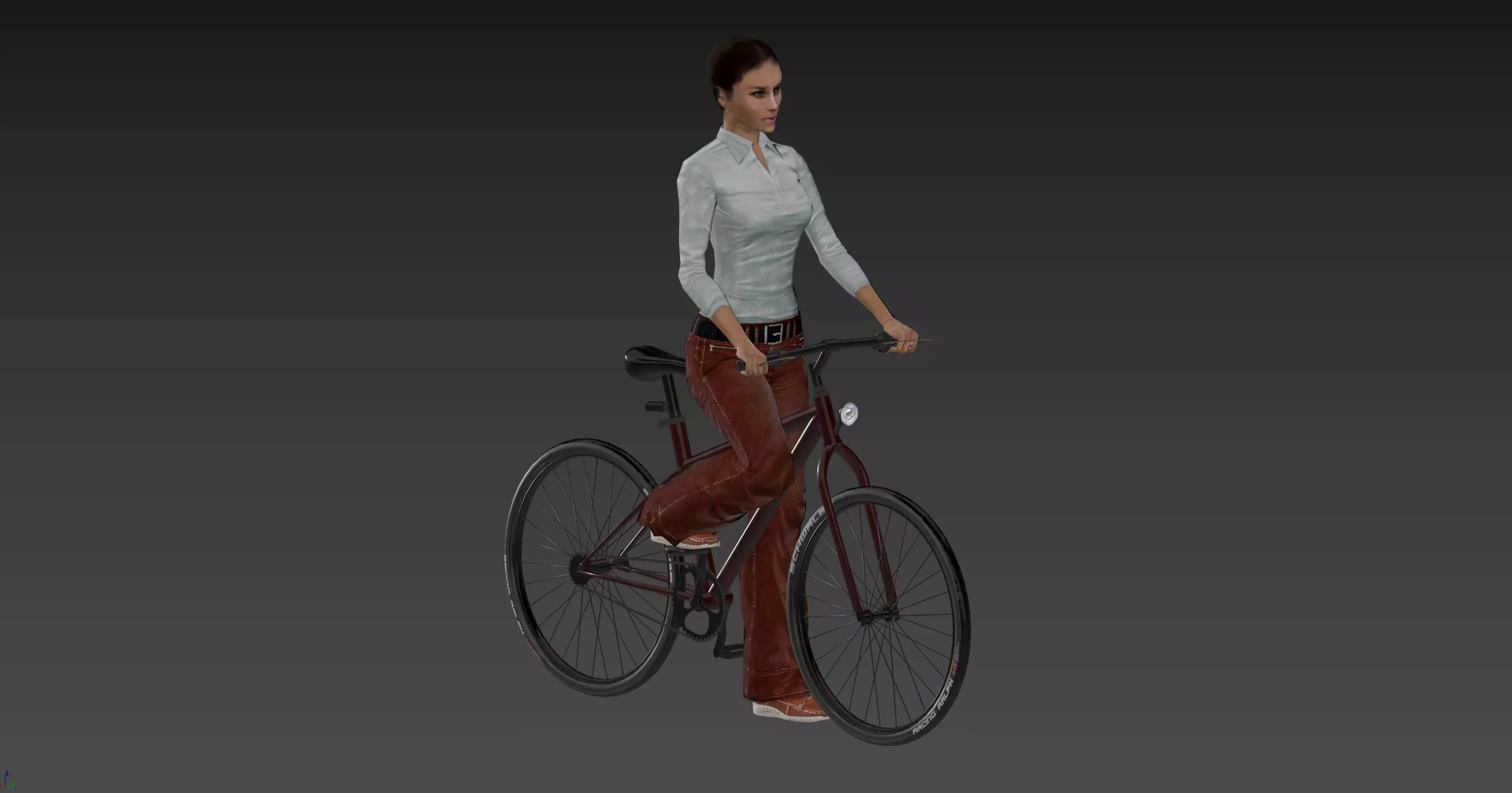Female Cyclist - Animated Low-poly 3D model_0