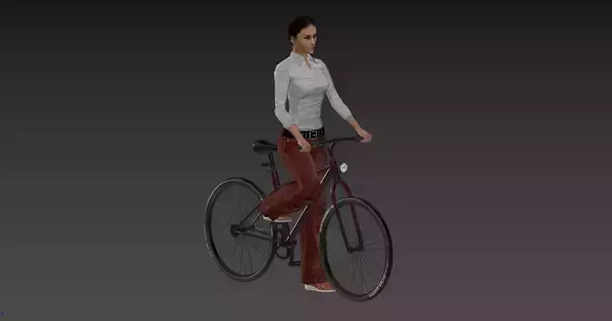 Female Cyclist - Animated Low-poly 3D model