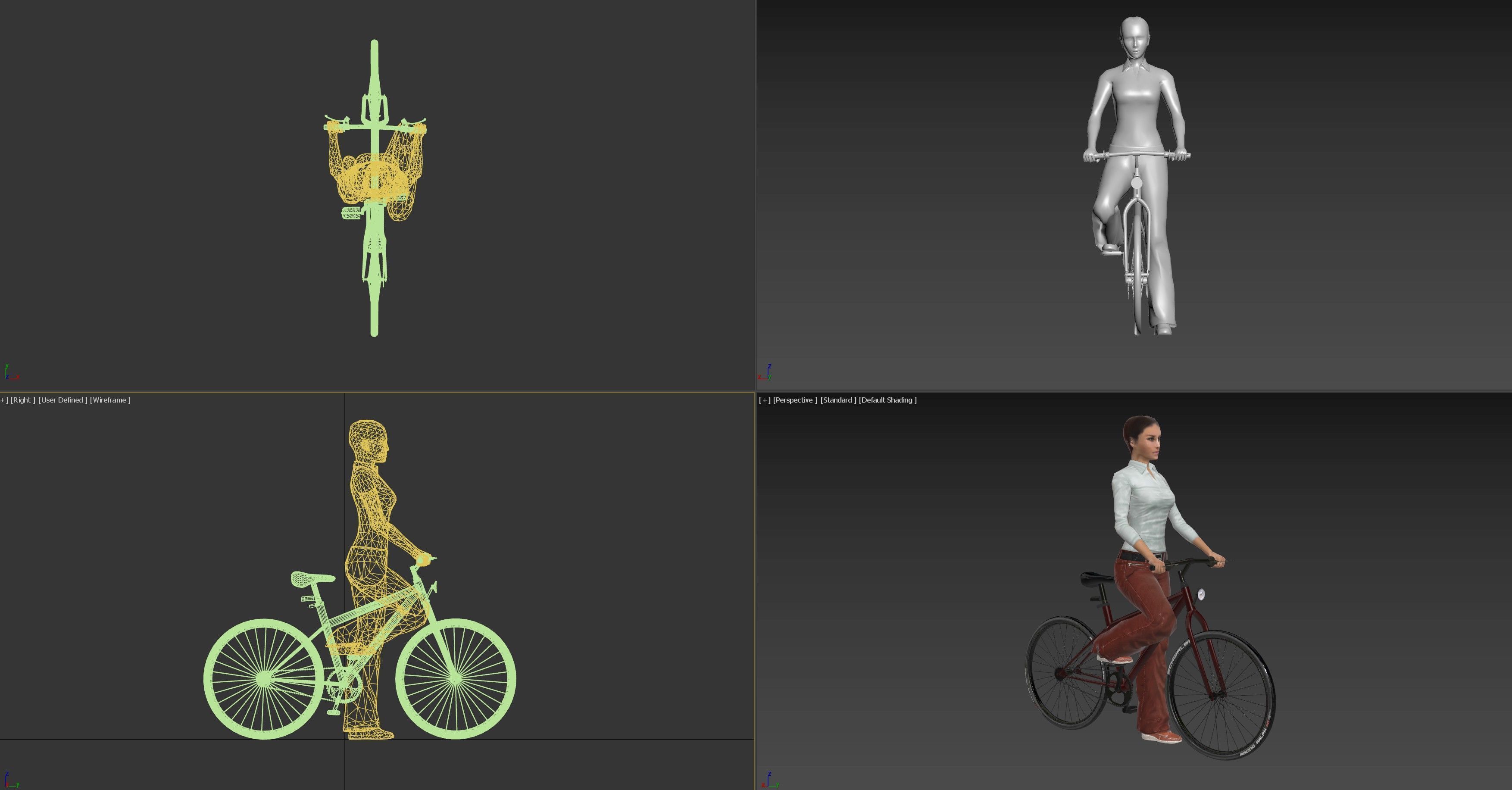 Female Cyclist - Animated Low-poly 3D model_2