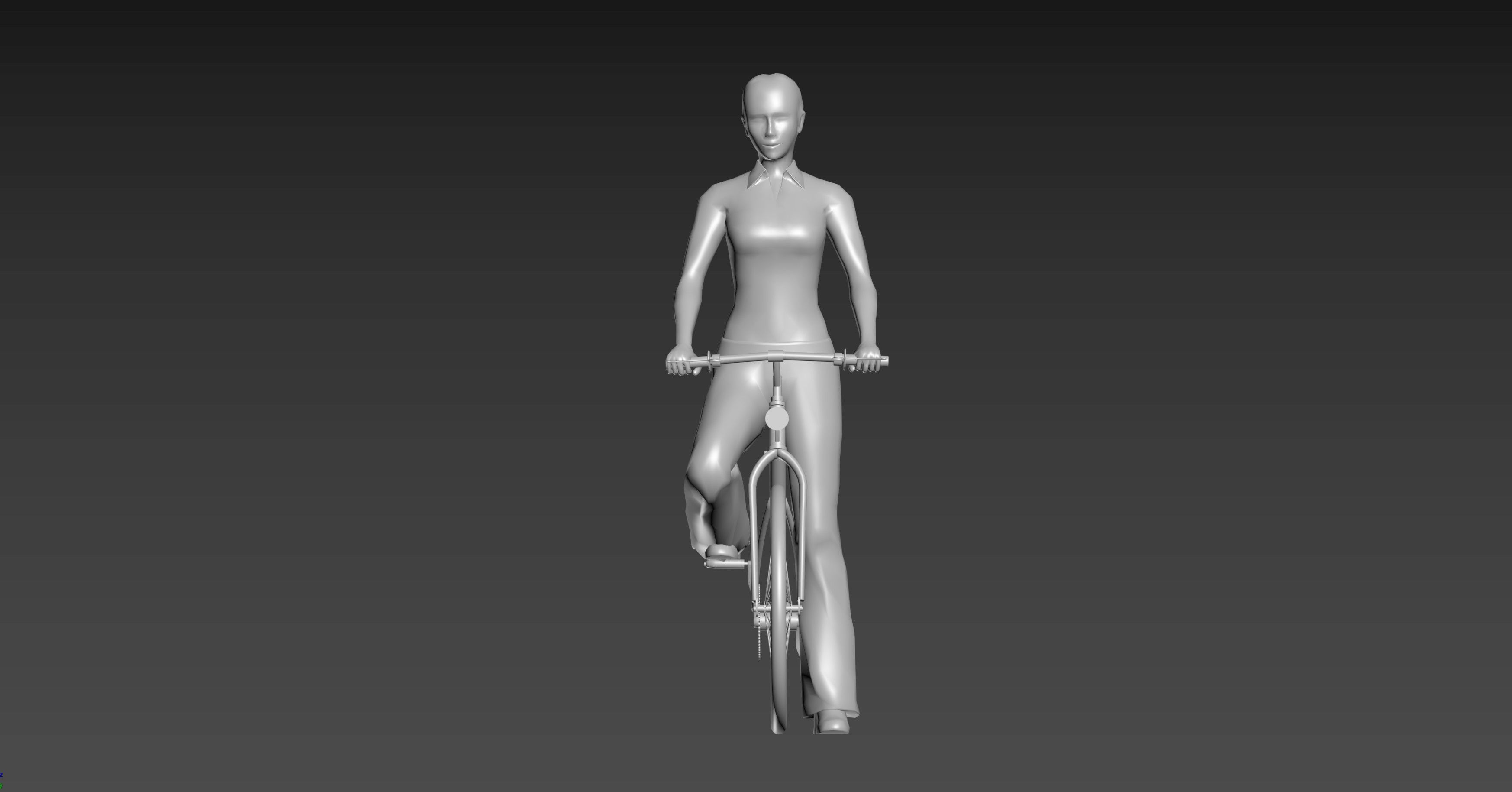 Female Cyclist - Animated Low-poly 3D model_5