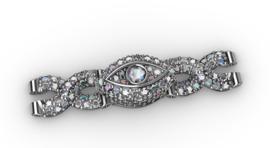 hiphop evil eye chain 3D print model_4