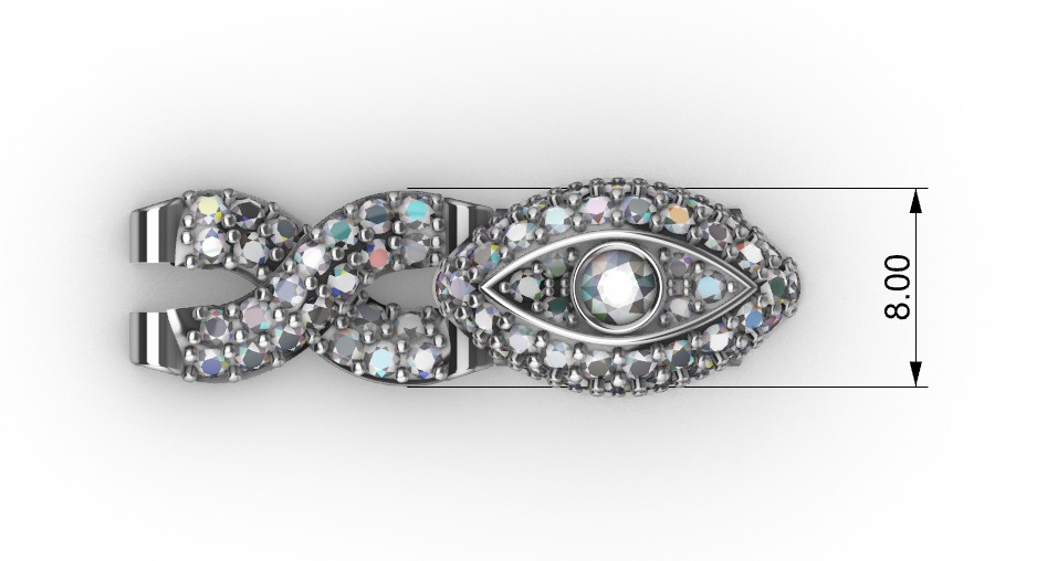 hiphop evil eye chain 3D print model_11