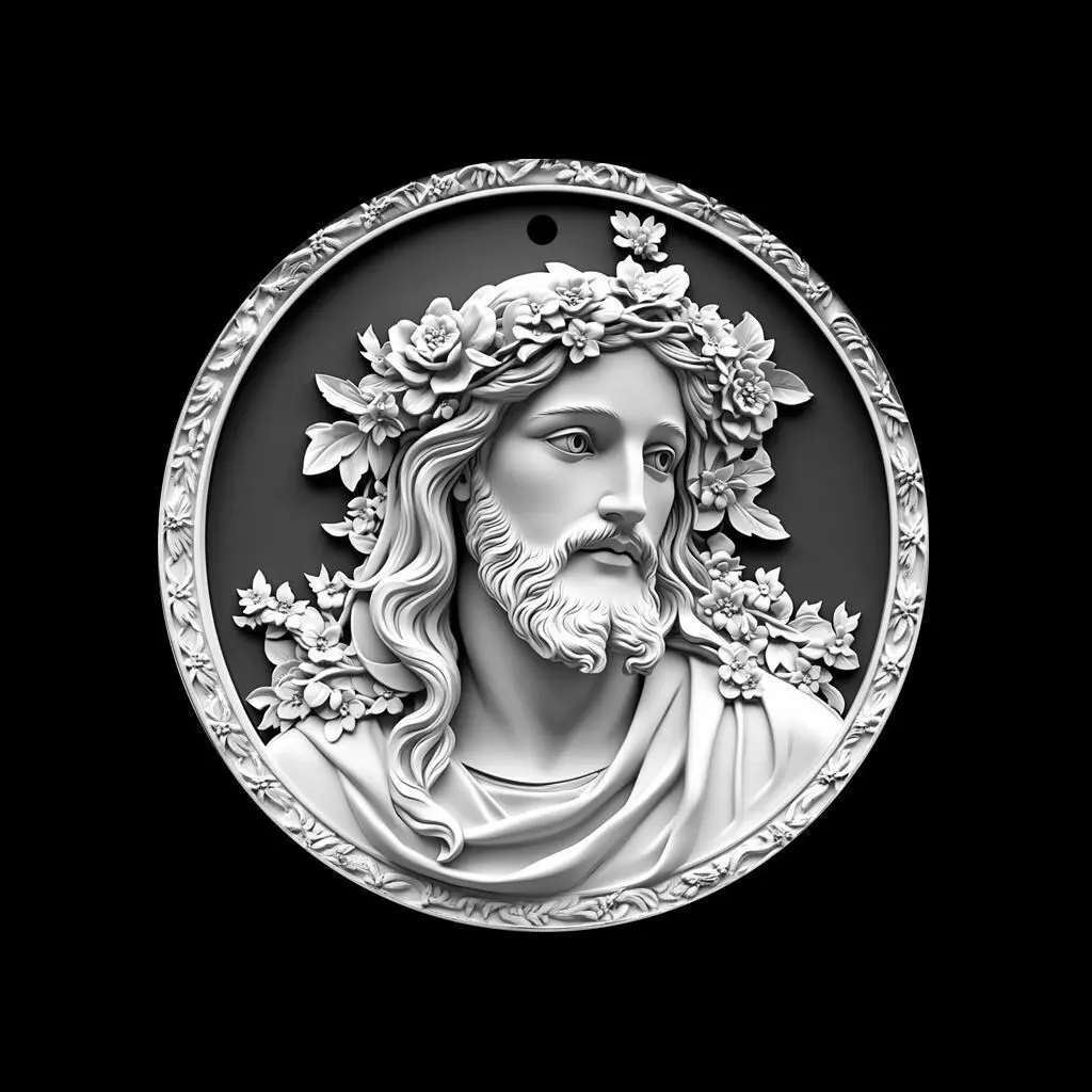 Sacred Jesus Medallion Relief 3D print model