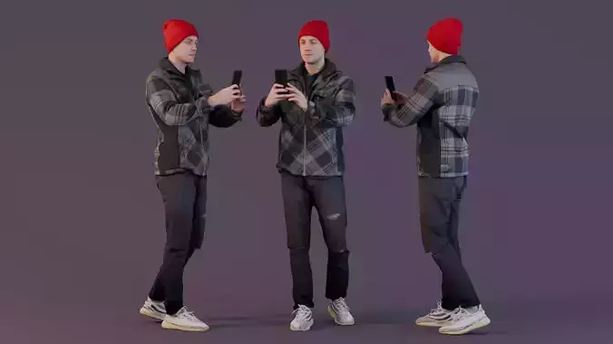 Let me take a photo - Man Taking a Photo in Casual Streetwear 3D model